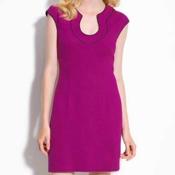 Trina Turk Pink Fuchsia Fong Cap Sleeve Sheath Mini Dress Sz 4 - Picture 2 of 10